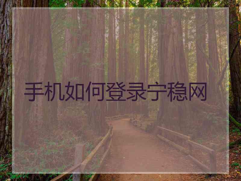 手机如何登录宁稳网 手机如何登录宁稳网