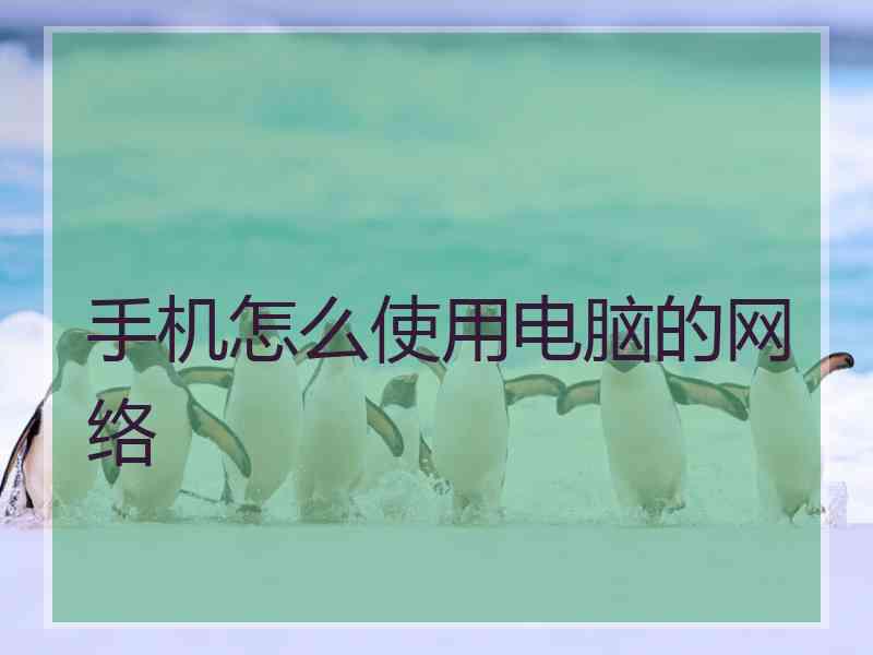 手机怎么使用电脑的网络