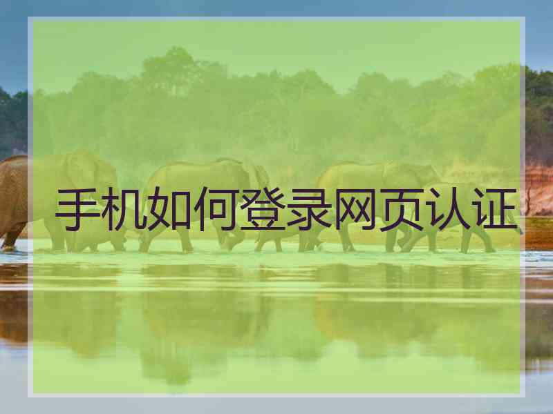 手机如何登录网页认证