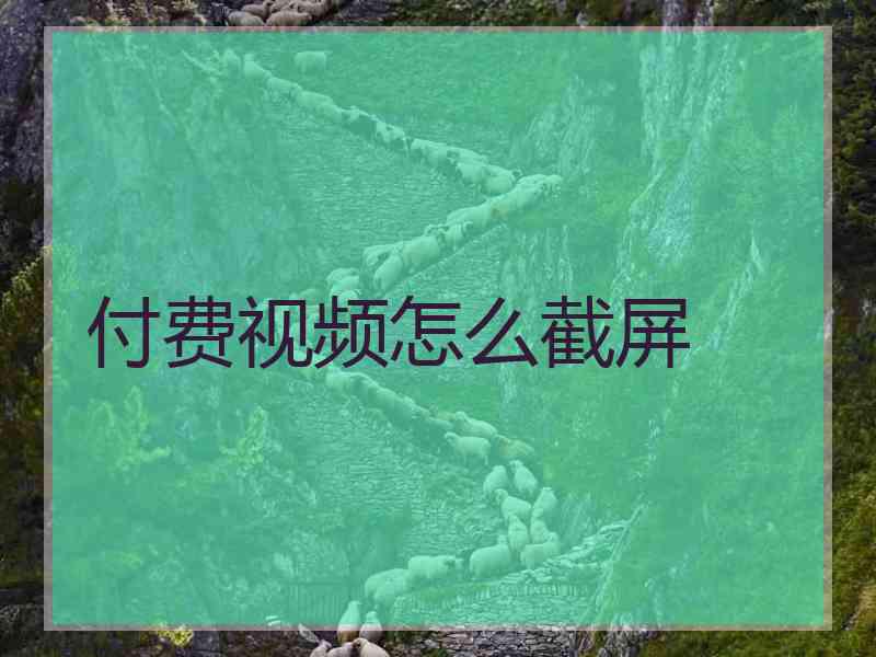 付费视频怎么截屏