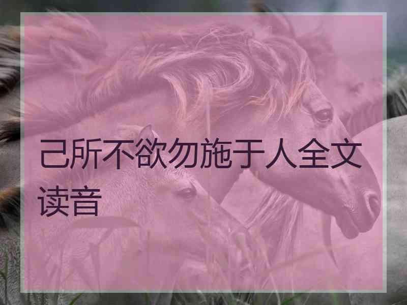 己所不欲勿施于人全文读音