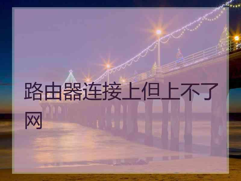 路由器连接上但上不了网