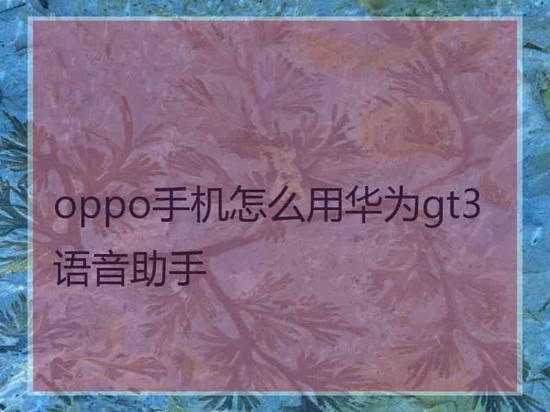 oppo手机怎么用华为gt3语音助手