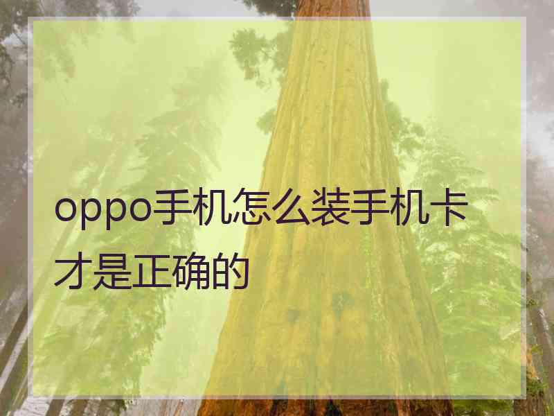 oppo手机怎么装手机卡才是正确的