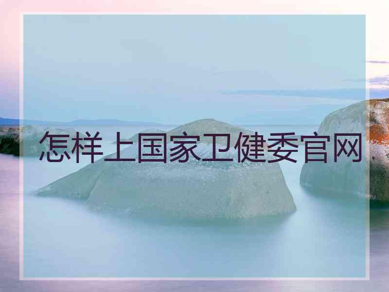怎样上国家卫健委官网