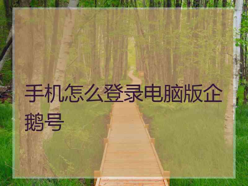 手机怎么登录电脑版企鹅号