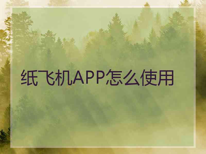 纸飞机APP怎么使用