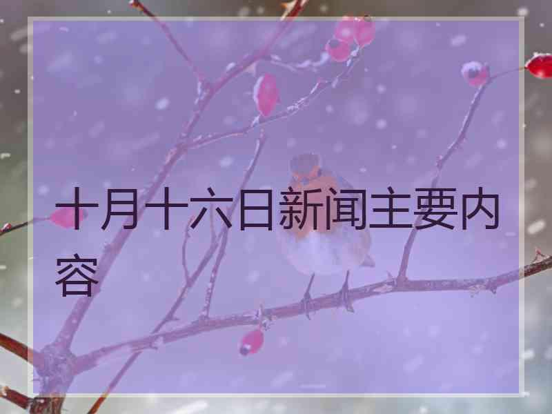 十月十六日新闻主要内容