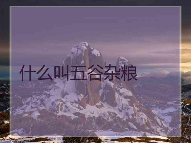 什么叫五谷杂粮