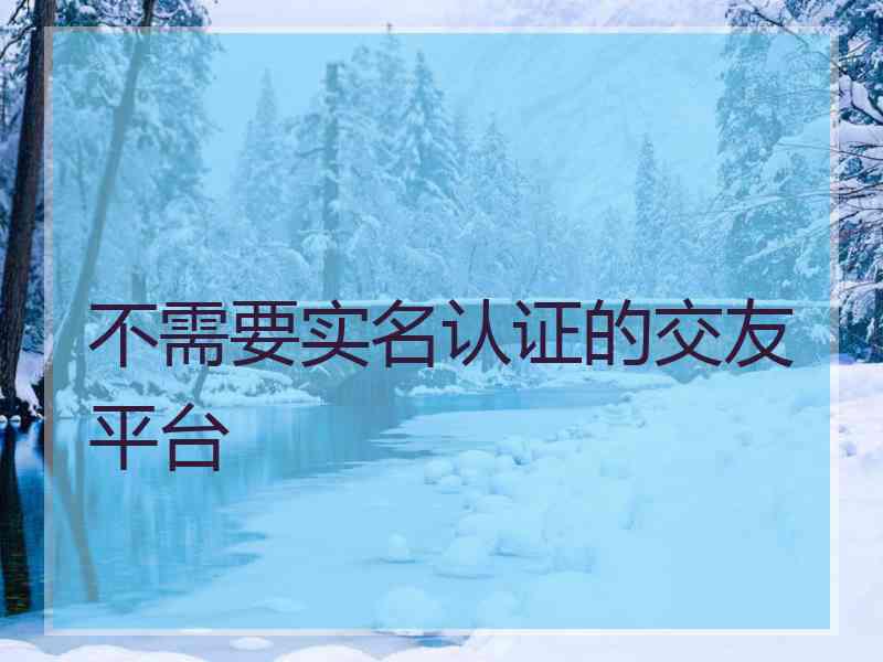 不需要实名认证的交友平台