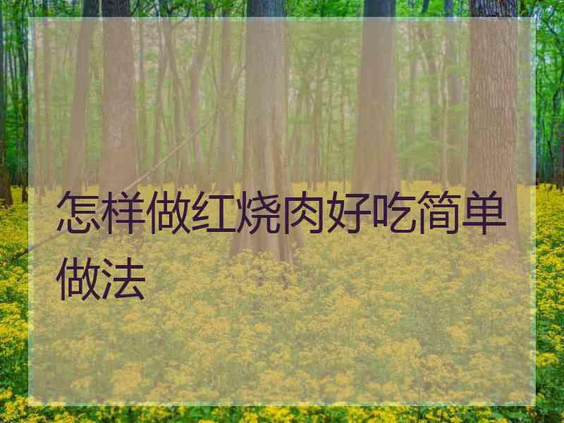 怎样做红烧肉好吃简单做法