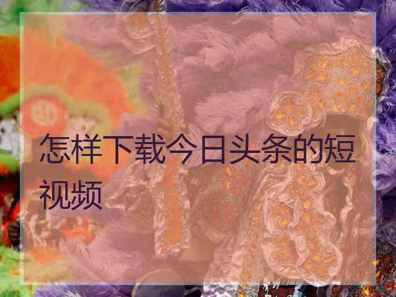 怎样下载今日头条的短视频