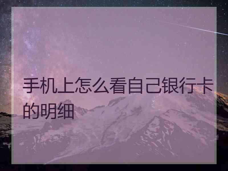 手机上怎么看自己银行卡的明细