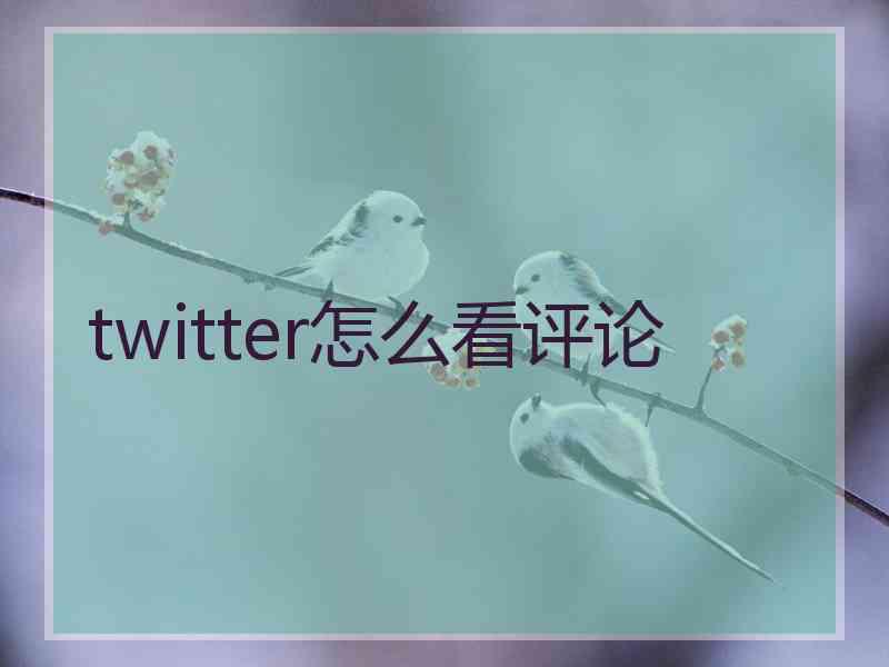 twitter怎么看评论