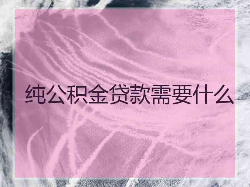 纯公积金贷款需要什么