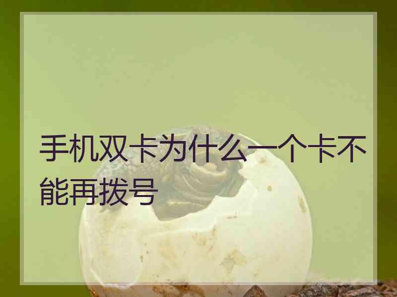 手机双卡为什么一个卡不能再拨号