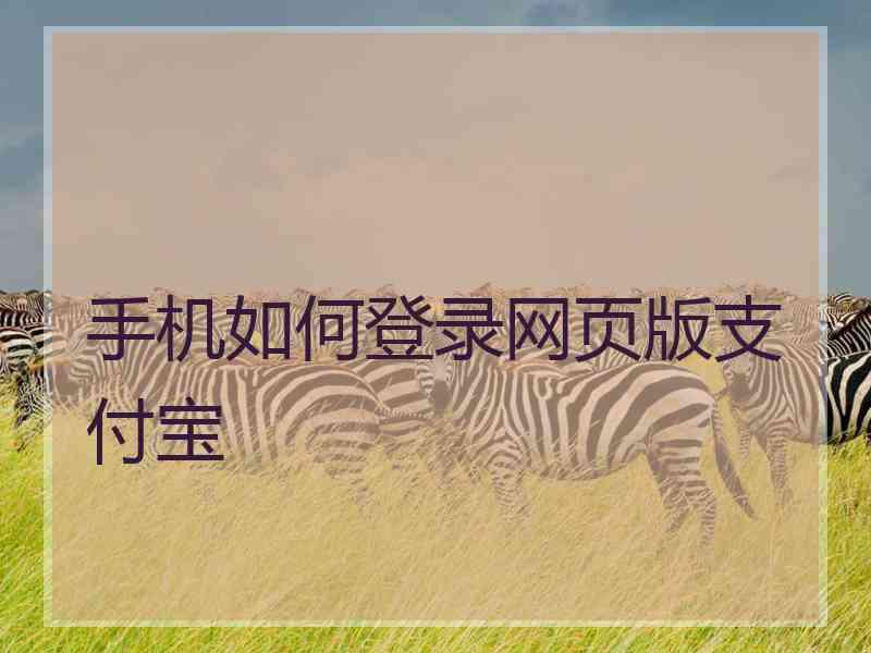 手机如何登录网页版支付宝