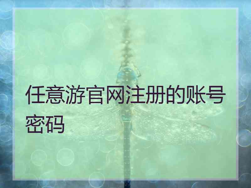 任意游官网注册的账号密码