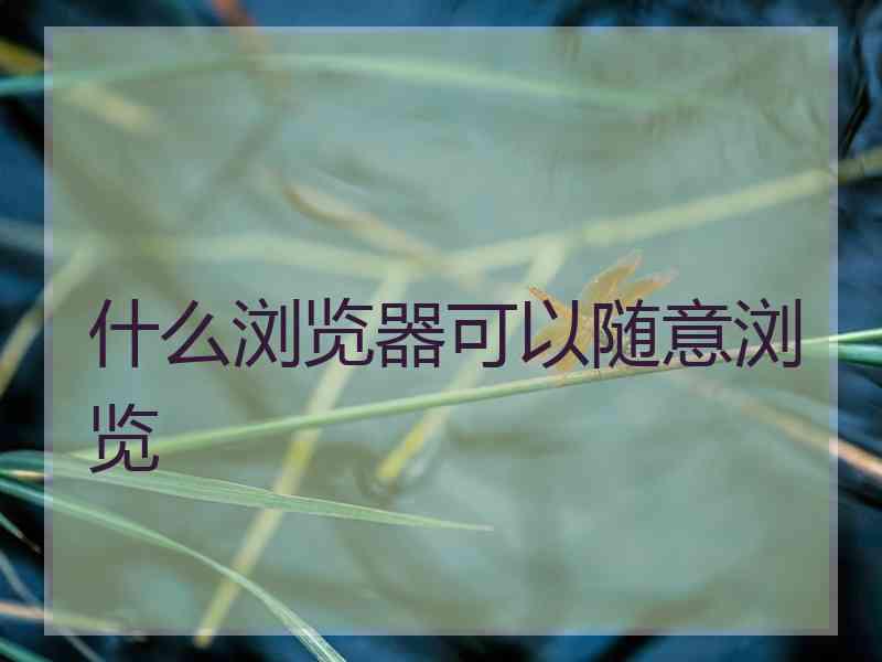 什么浏览器可以随意浏览