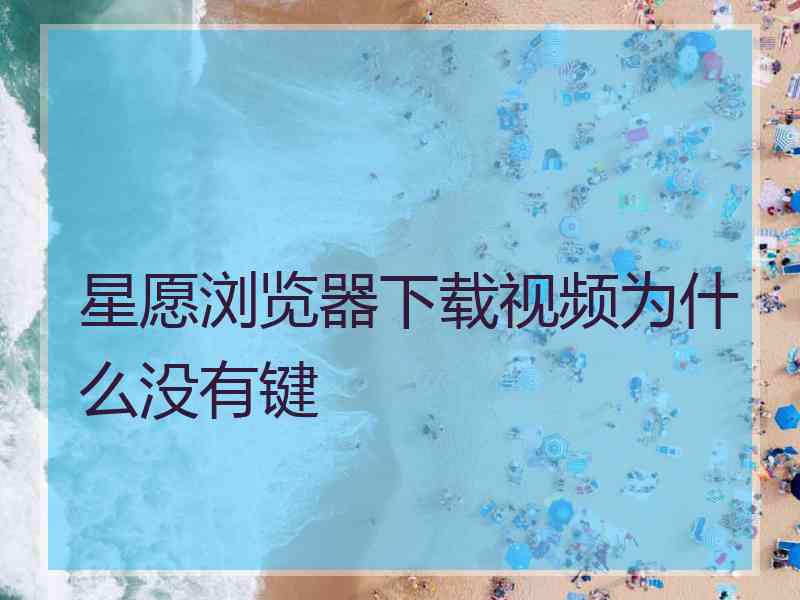 星愿浏览器下载视频为什么没有键