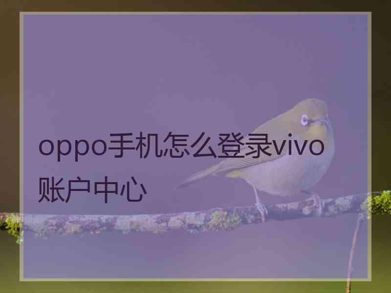 oppo手机怎么登录vivo账户中心