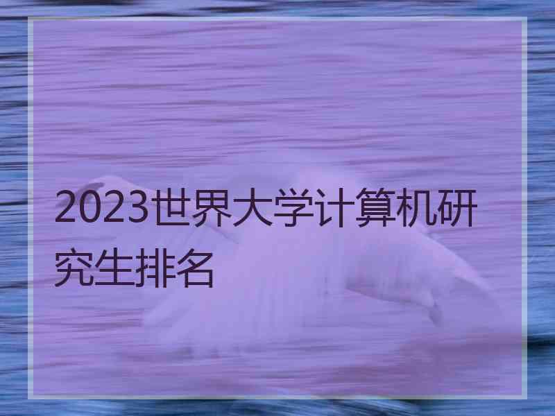 2023世界大学计算机研究生排名