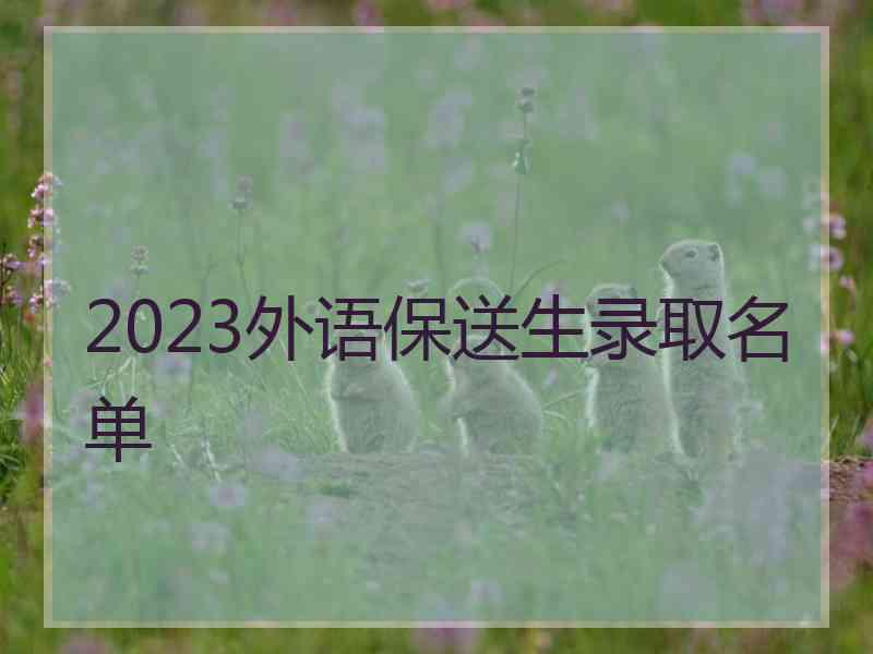 2023外语保送生录取名单